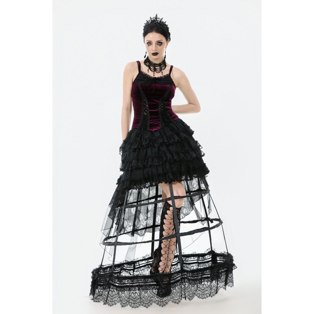 Gothic Burgundy Velvet top with Ribbon Bow and Lace-Up Sides (✦ Dark In Love)