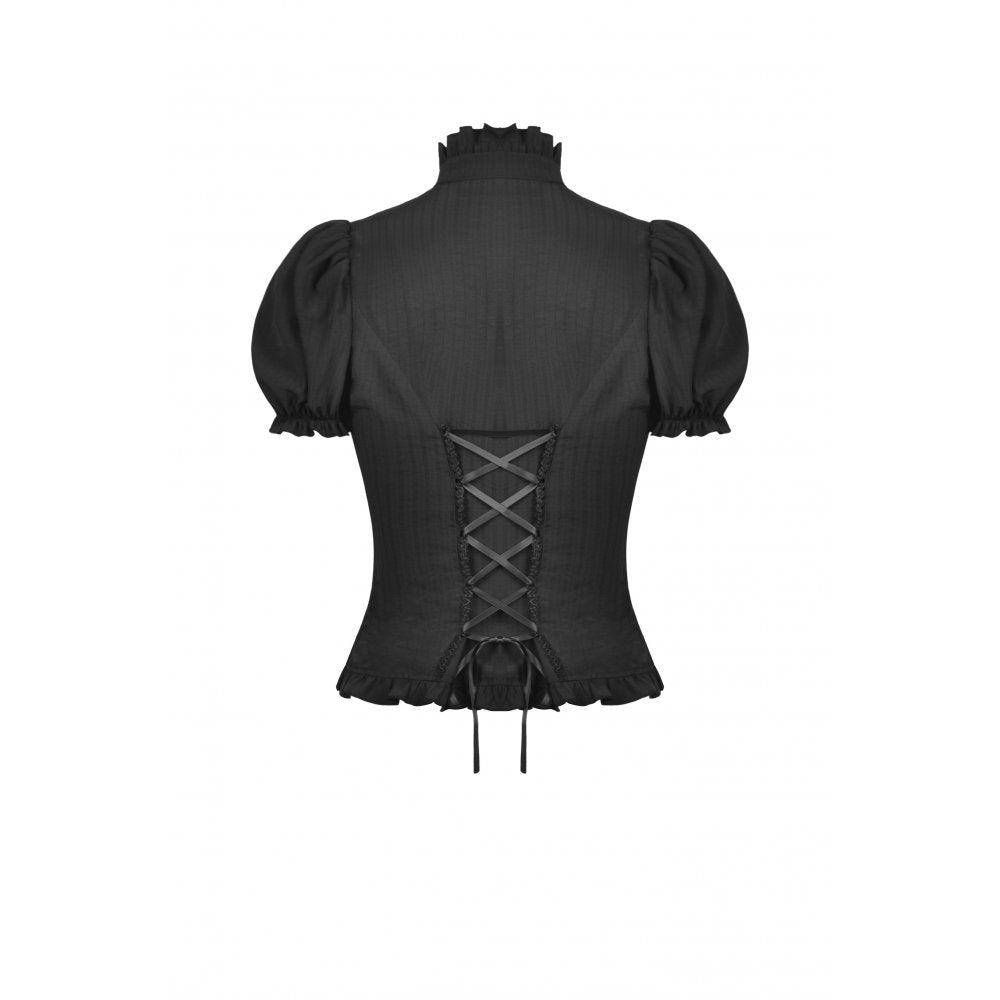 Gothic ruffle neckline blouse - Black (✦ Dark In Love)