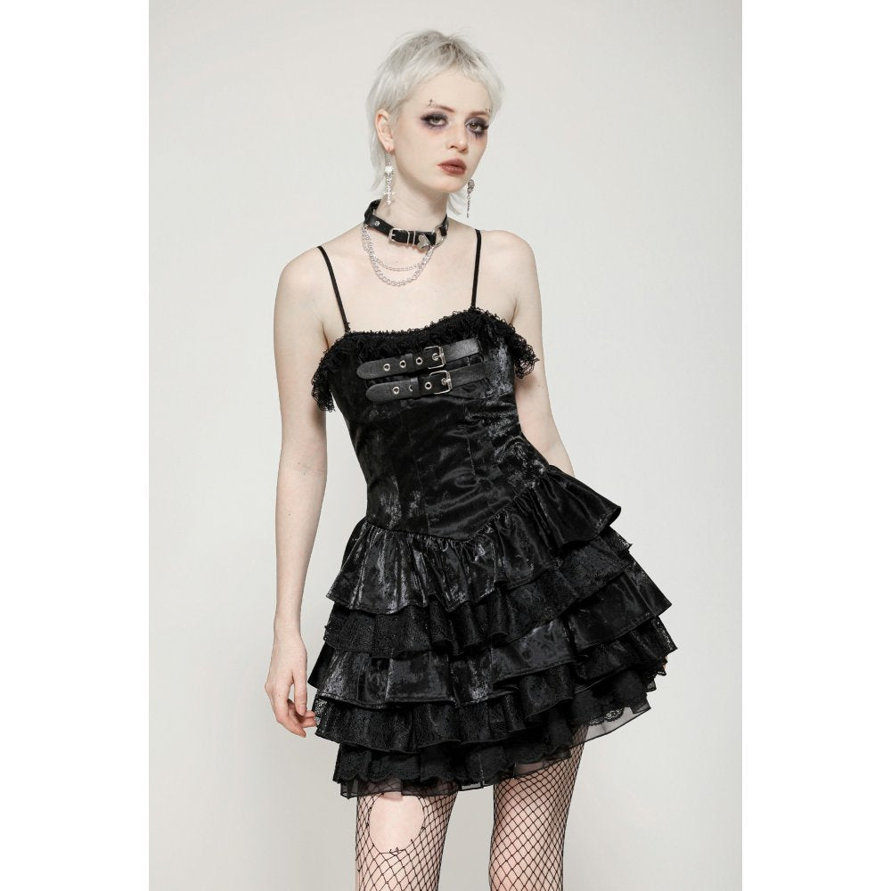 Punk Shiny PU Leather Layered Dress (✦ Dark In Love) DW1035