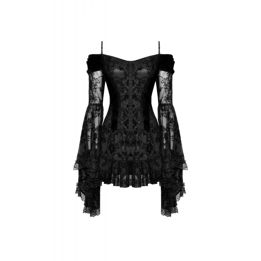Gothic embroidered big sleeves sexy dreamy dress (✦ Dark In Love)