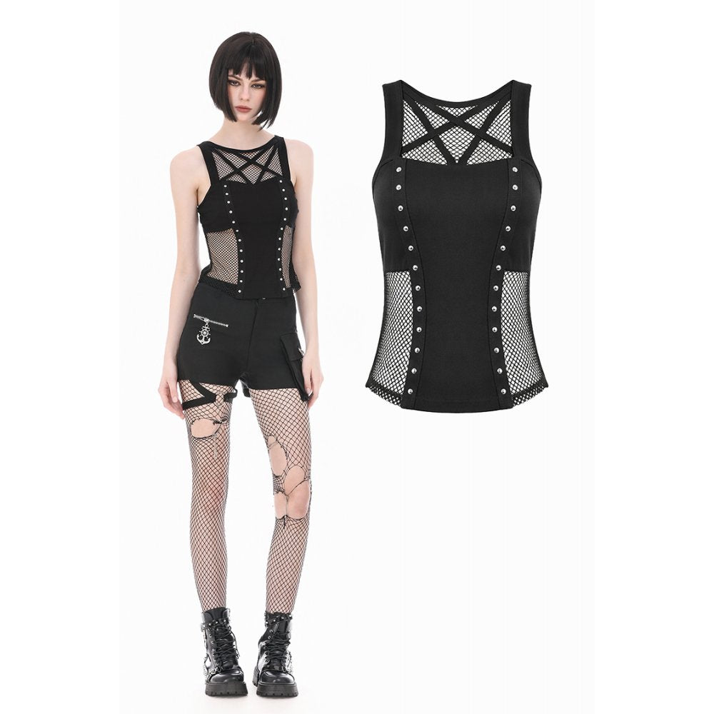 Top with Pentagram Mesh Inlay (✦ Dark In Love) TW706