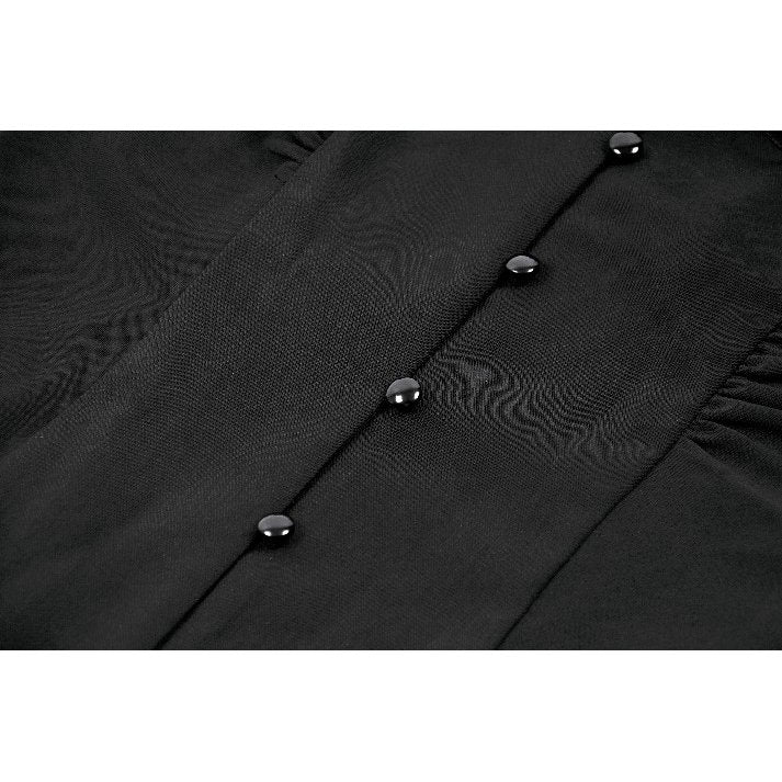 Deep V-neck gothic pleated blouse (✦ Dark In Love) IW112-1