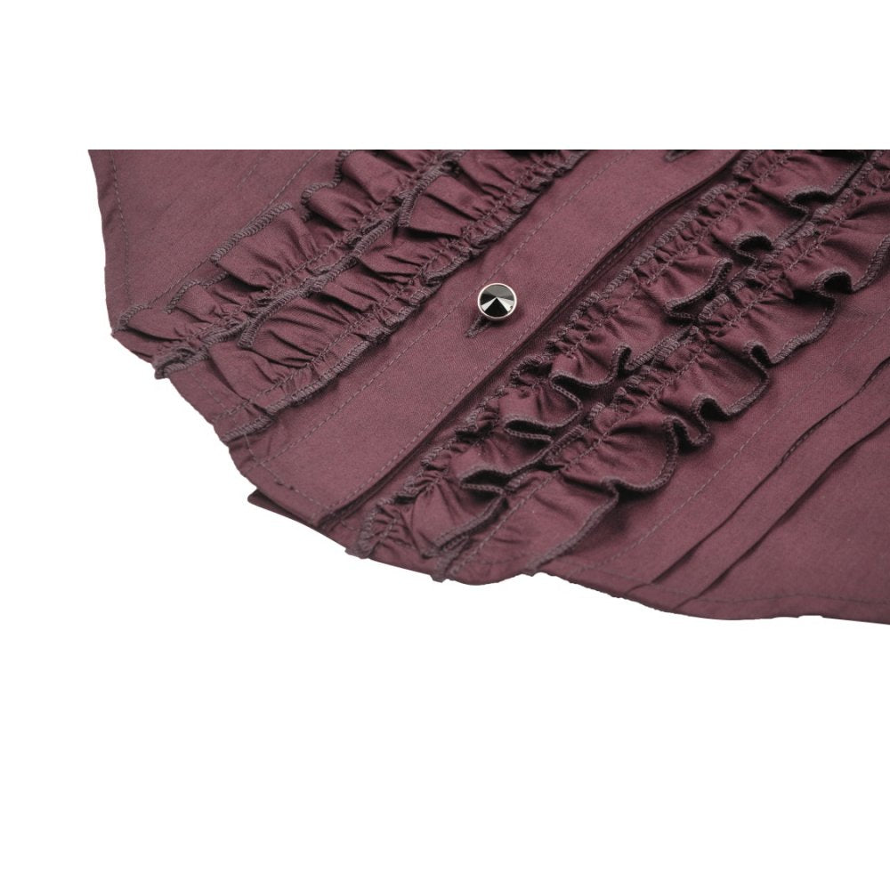 Gothic wine red ruffle blouse - Burgundy Red (✦ Dark In Love) IW1038RD