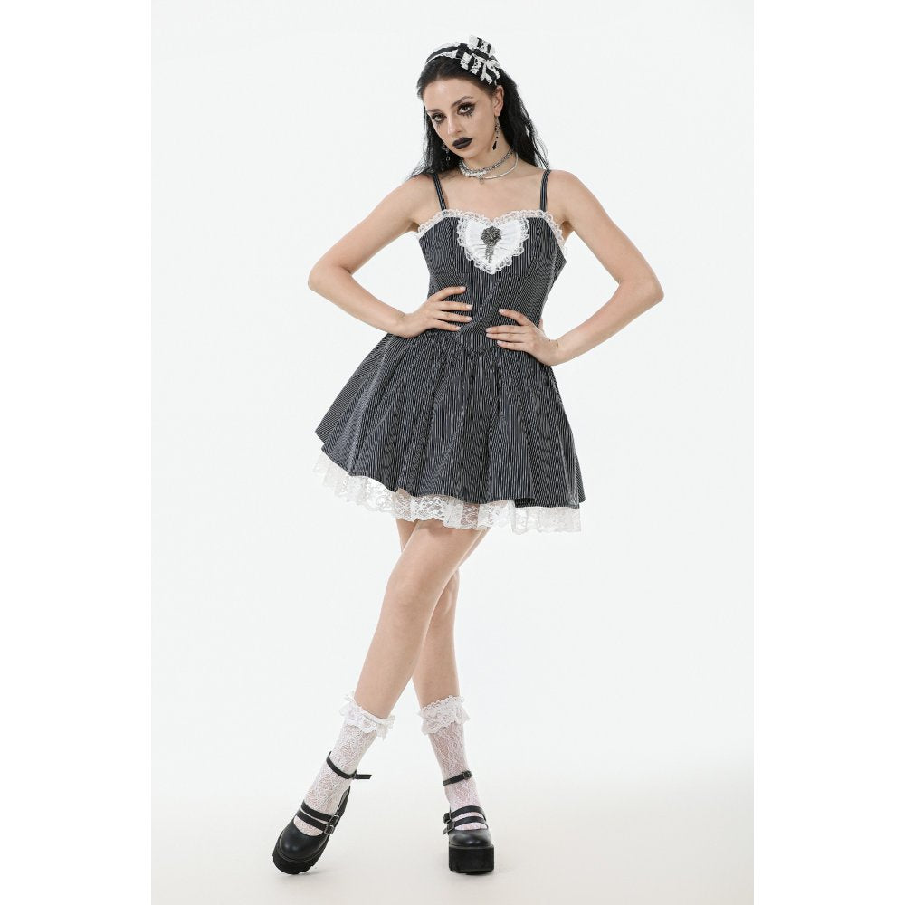 Lace and Striped & White Lolita Dress (✦ Dark In Love) DW1114