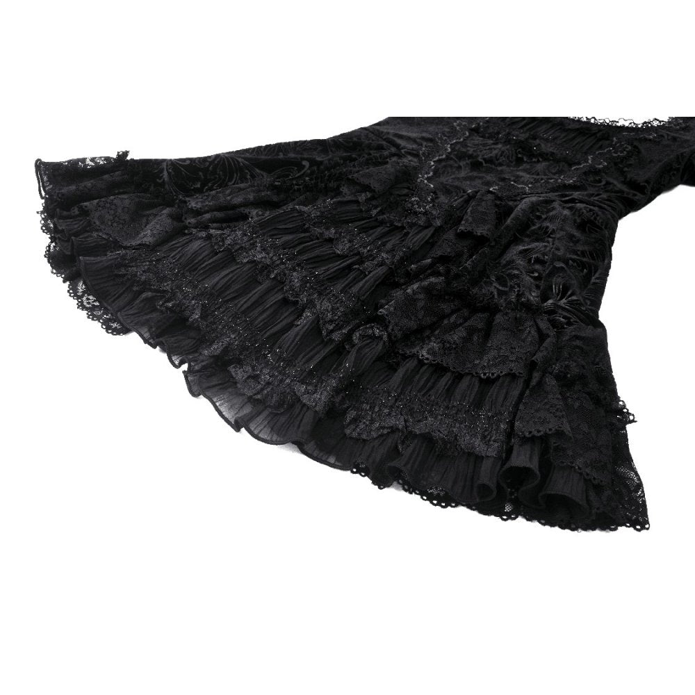 Gothic luxe lace-trim pattern velvet dress (✦ Dark In Love)