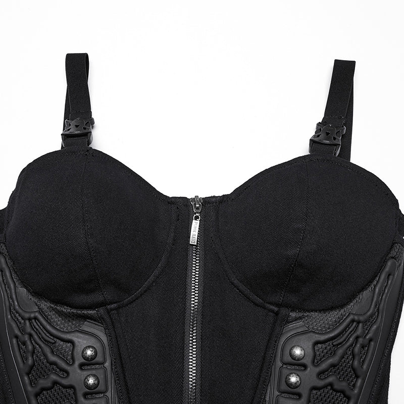 Drawstring Waist Buckle Straps Design Sexy Cyberpunk Vest (✦ Punk Rave) WT-982BXF