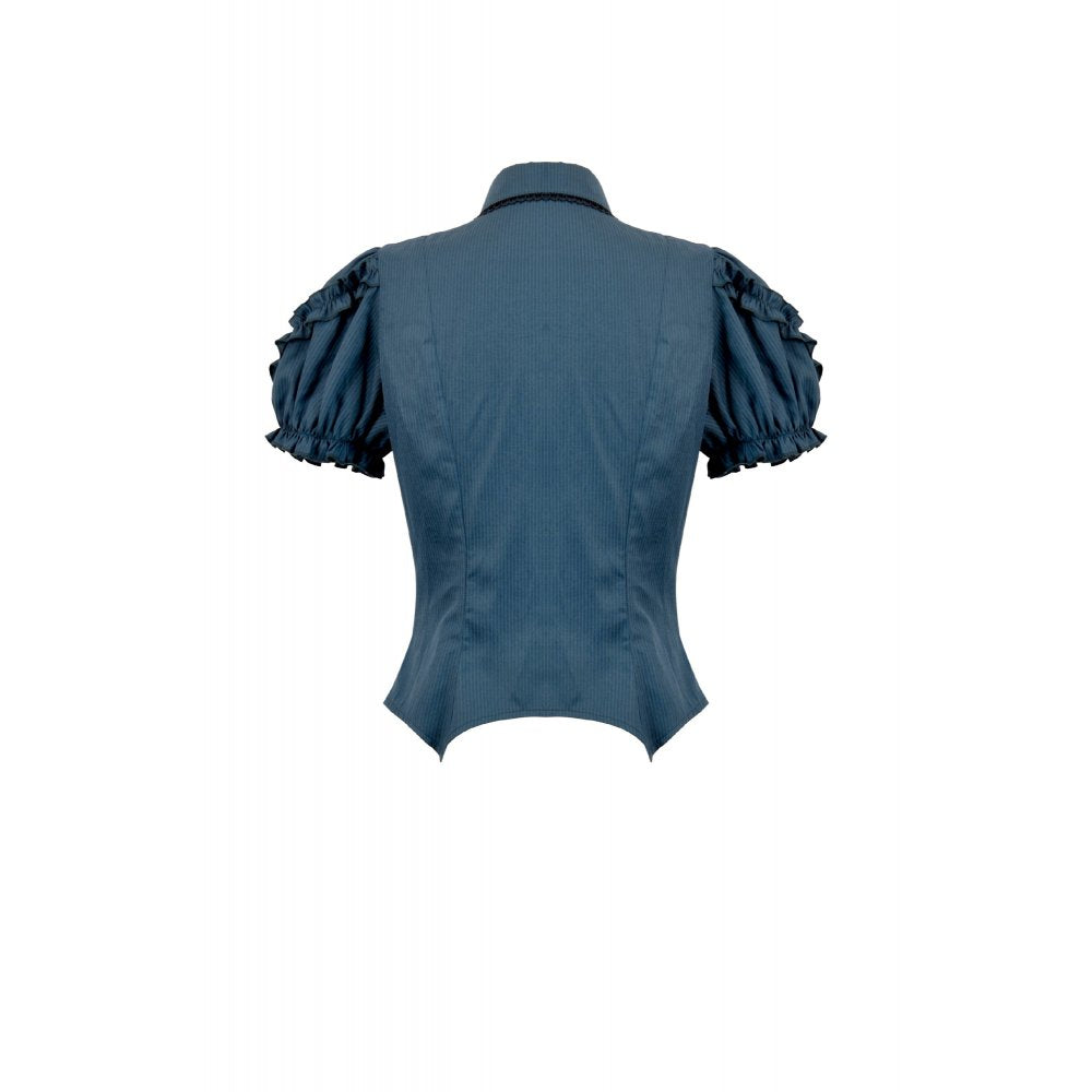 Gothic Academy Striped Puff-Sleeve Blouse (✦ Dark In Love) IW143