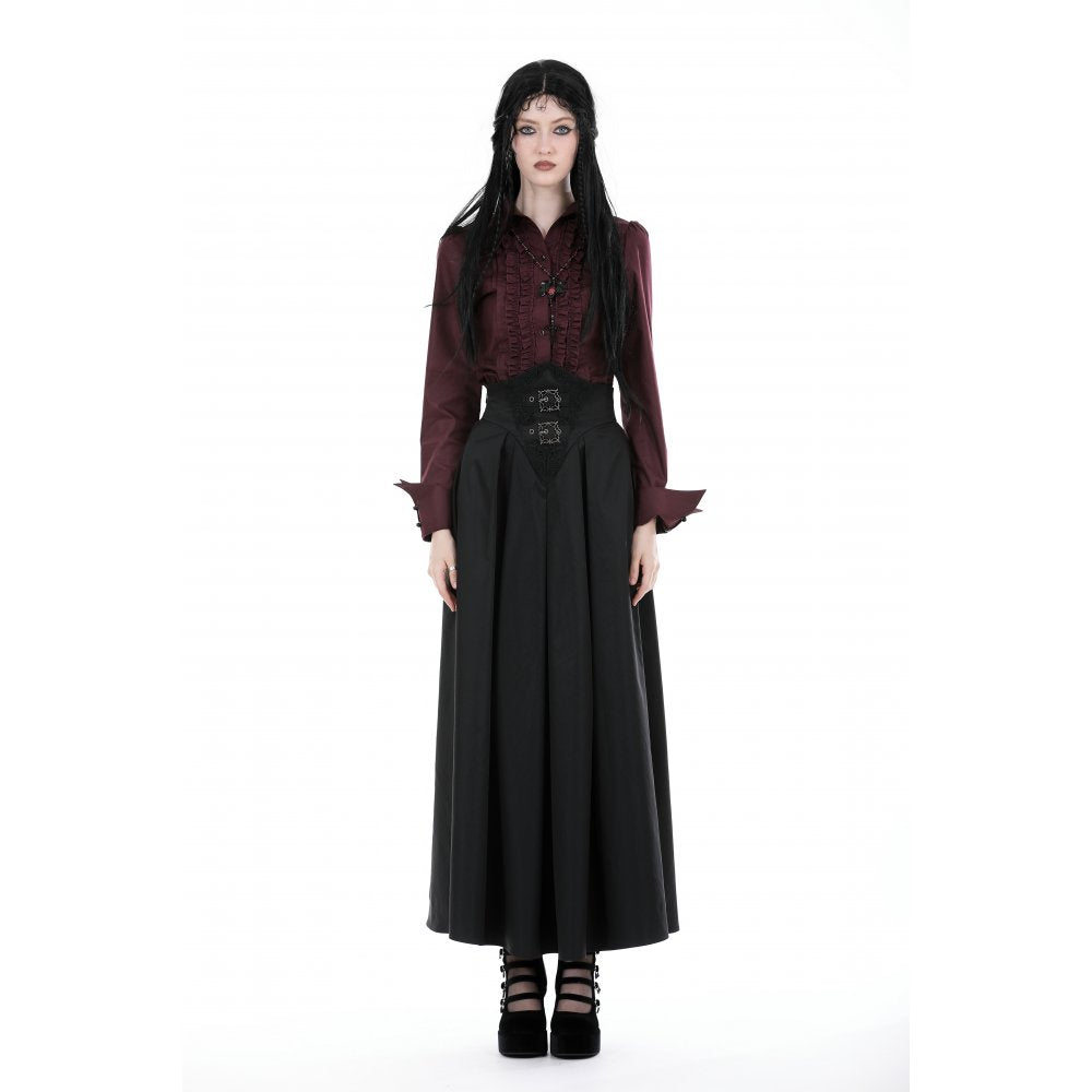 Gothic wine red ruffle blouse - Burgundy Red (✦ Dark In Love) IW1038RD