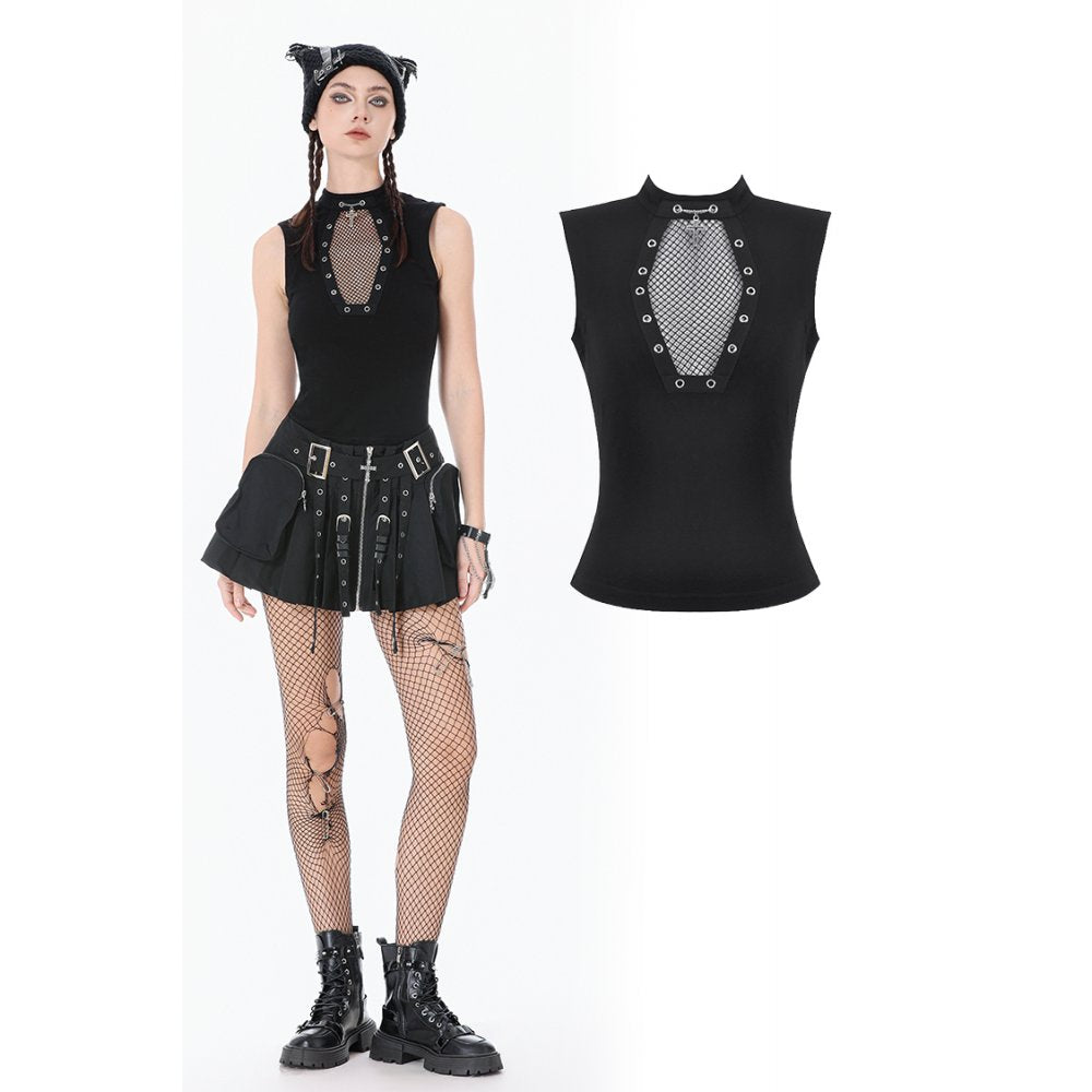 Punk Coffin Mesh Panel Top (✦ Dark In Love) TW680
