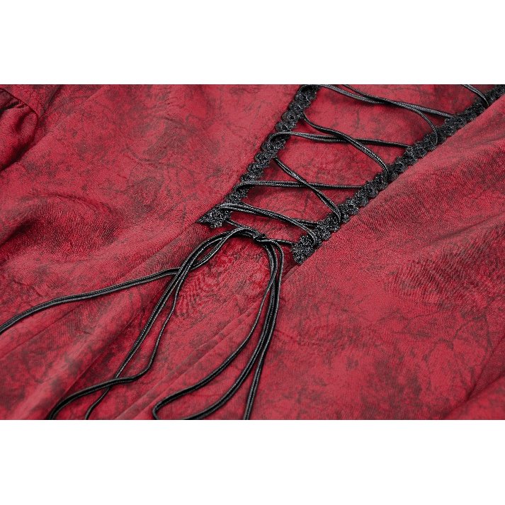 Gothic red inferno distressed frilly blouse (✦ Dark In Love) IW119