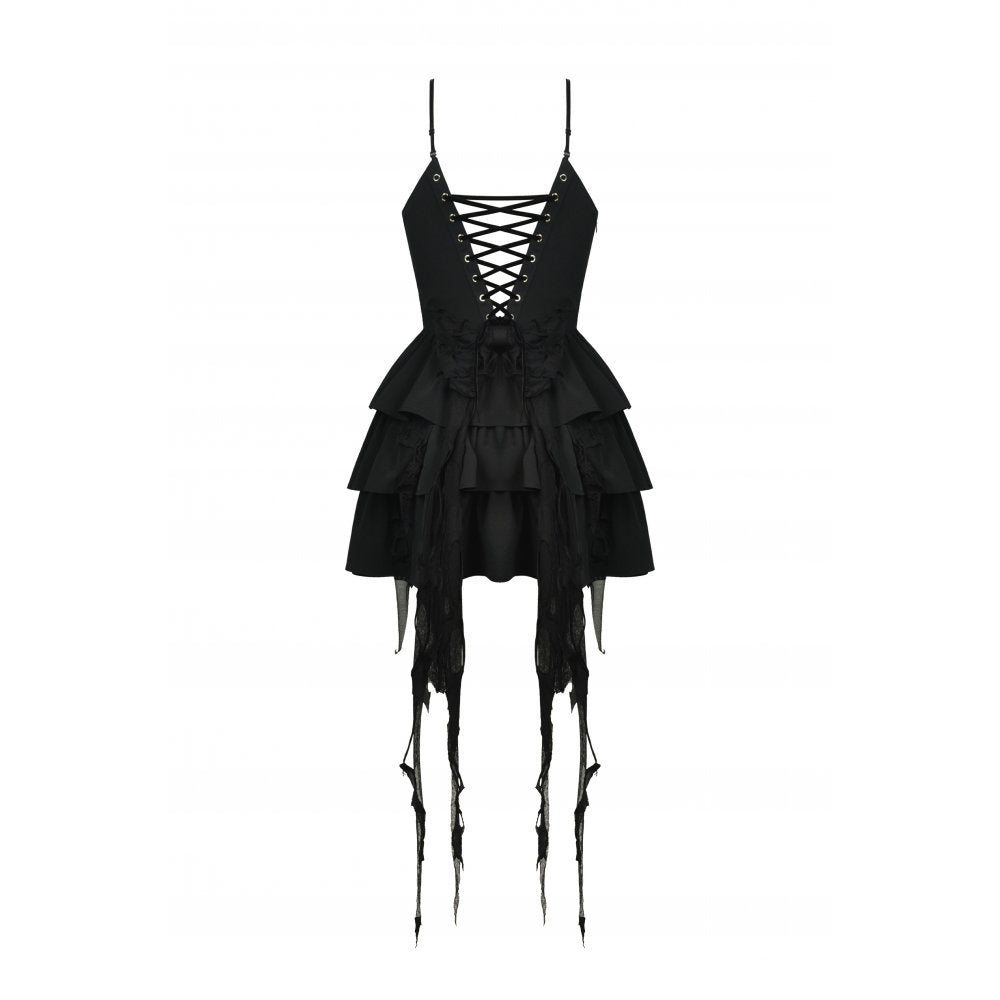 Devil cool high low layered strap dress (✦ Dark In Love)