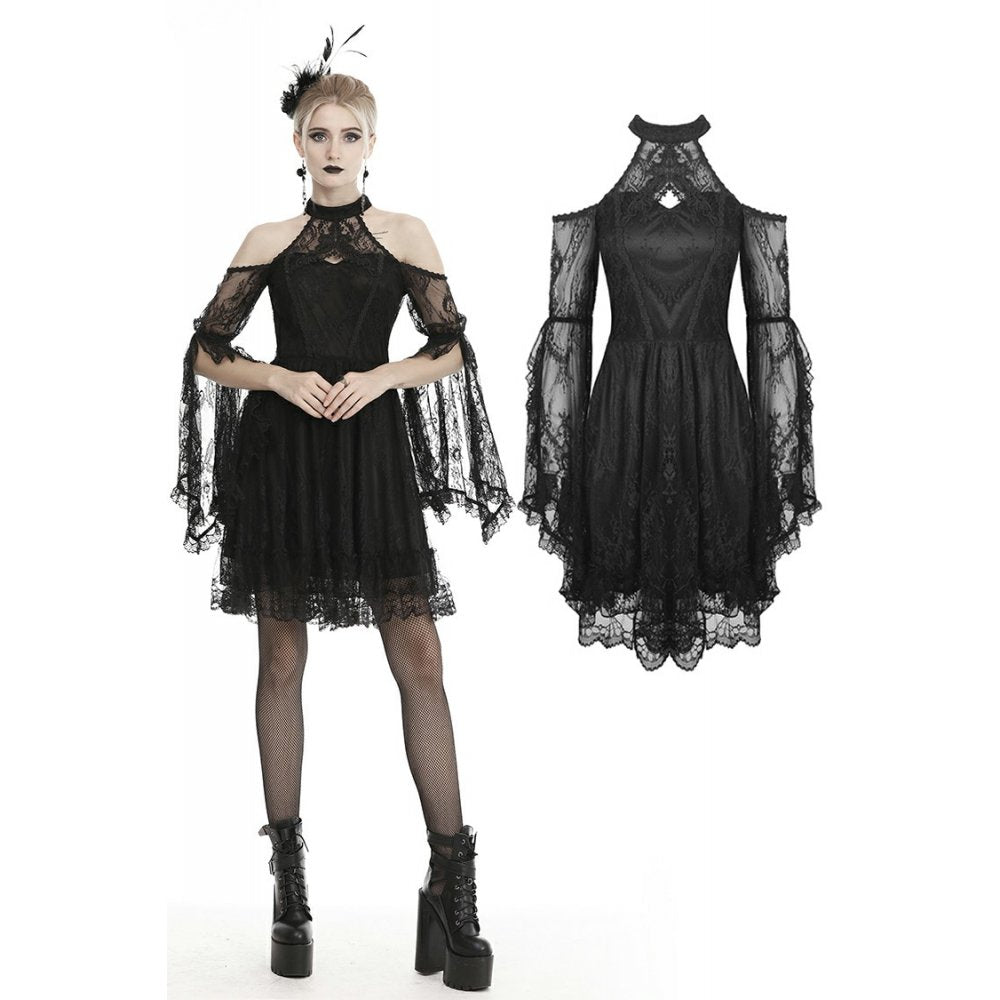 Gothic sexy halter off the shoulders lace dress (✦ Dark In Love)