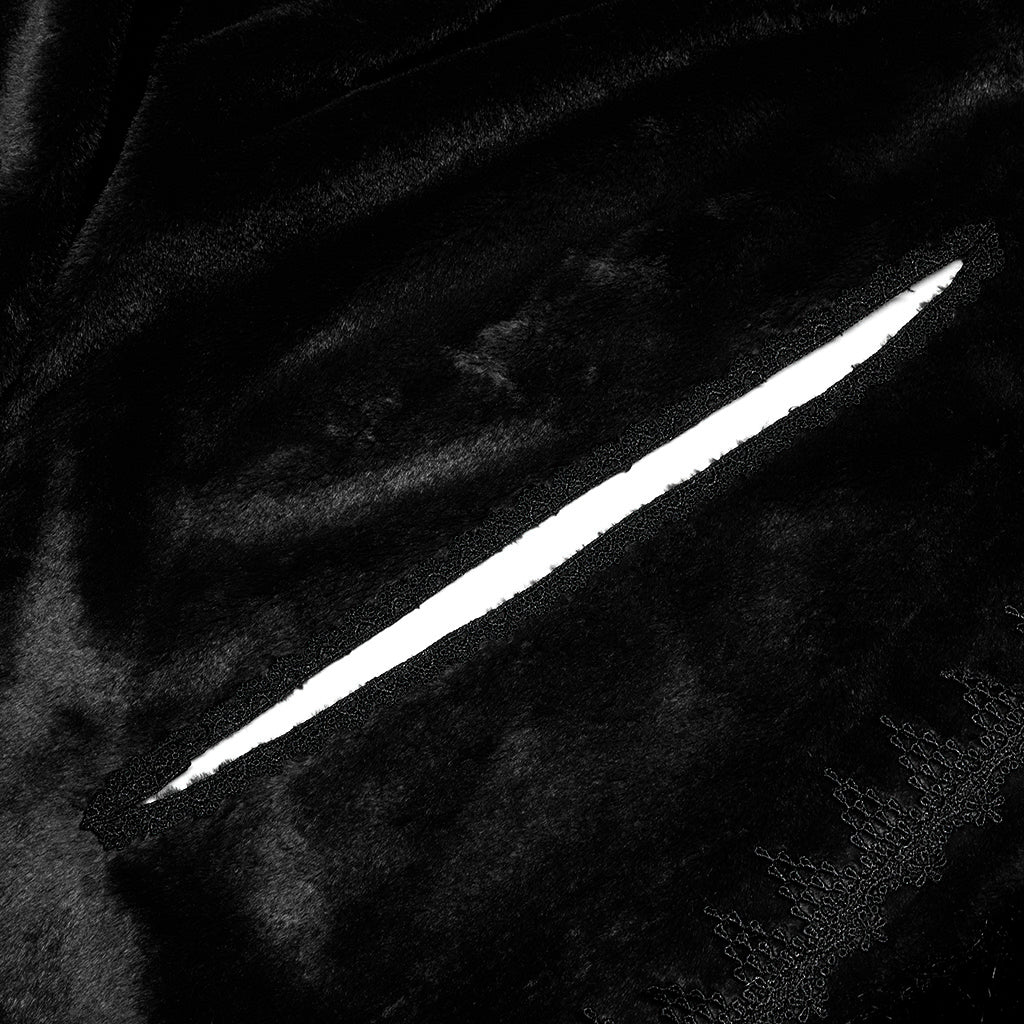 Goth Faux Rabbit Fur Long Cloak (✦ Punk Rave) WY-1423DPF - ONE-OFF/Einzelstück - Size Onesize