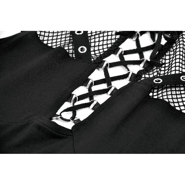 Dark Punk Mesh Strap Lace-Up Top (✦ Dark In Love) TW663