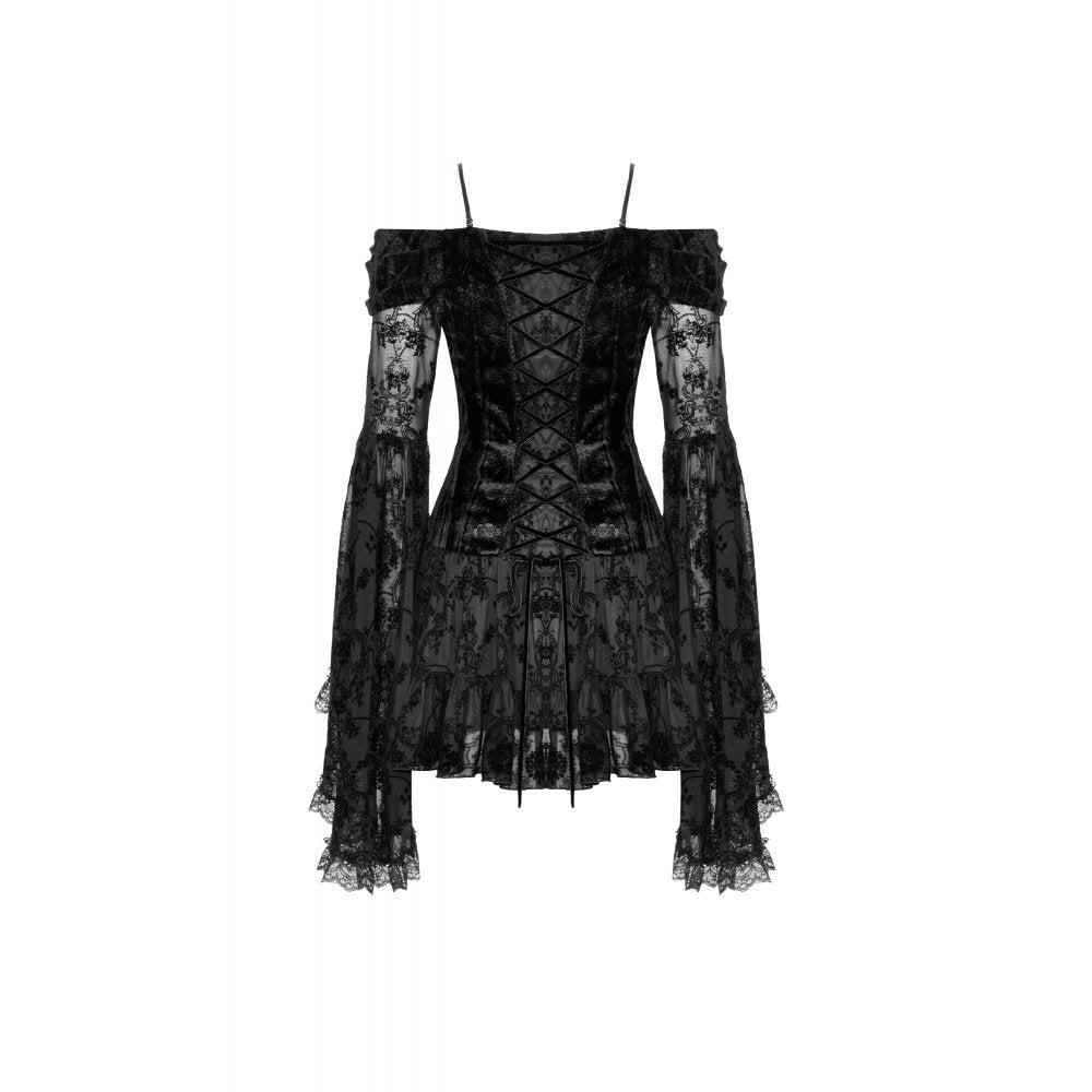 Gothic embroidered big sleeves sexy dreamy dress (✦ Dark In Love)