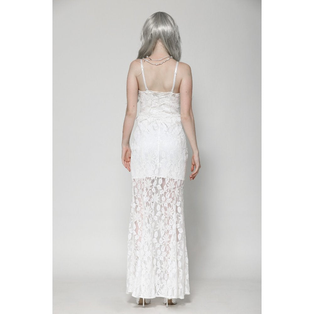 Gothic white romantic hollow mermaid dress (✦ Dark In Love) DW1014