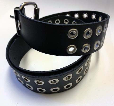 Leather Belt: 2 Row Open Eyelet Belt