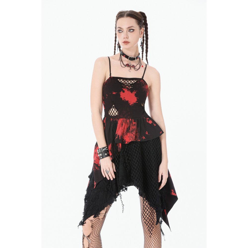 Red-Black Tie-Dye Punk Dress (✦ Dark In Love) DW1149