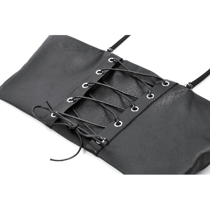 Punk Belted Corset Top with Grommet Lace-Up and Metal Detail (✦ Dark In Love)