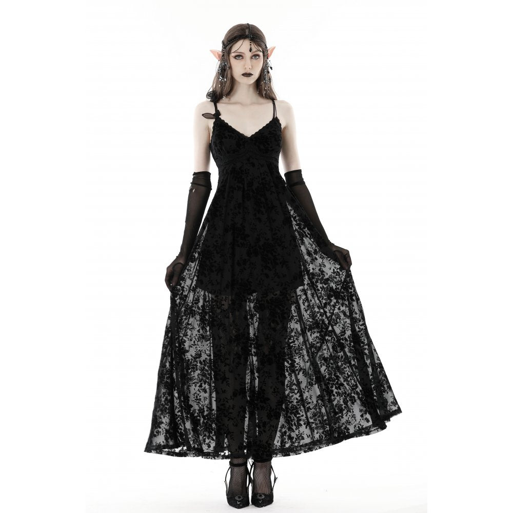 Rose flocking maxi dress (✦ Dark In Love) DW867