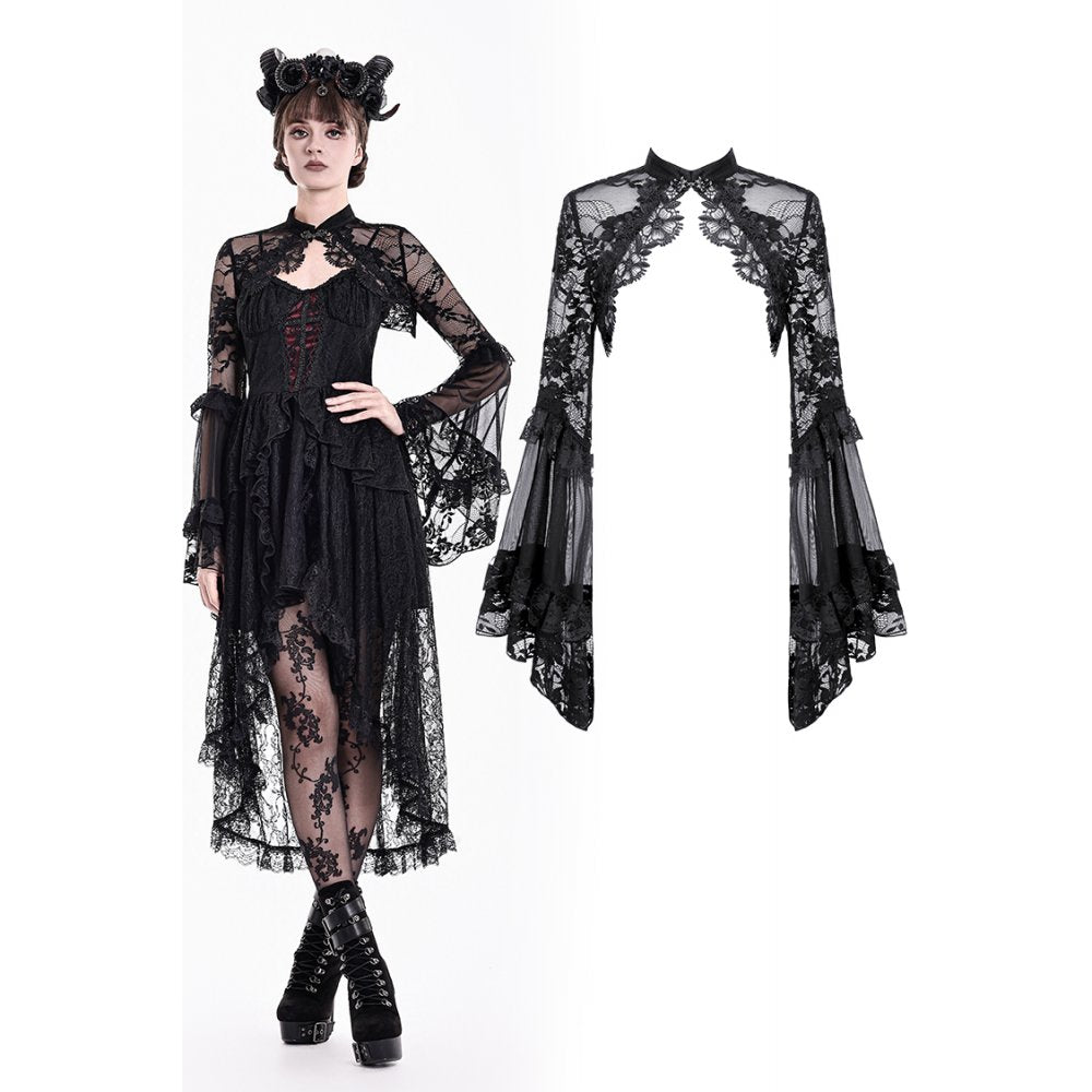 Gothic Lace Shrug with Layered Mesh and Flare Sleeves (✦ Dark In Love) BW188