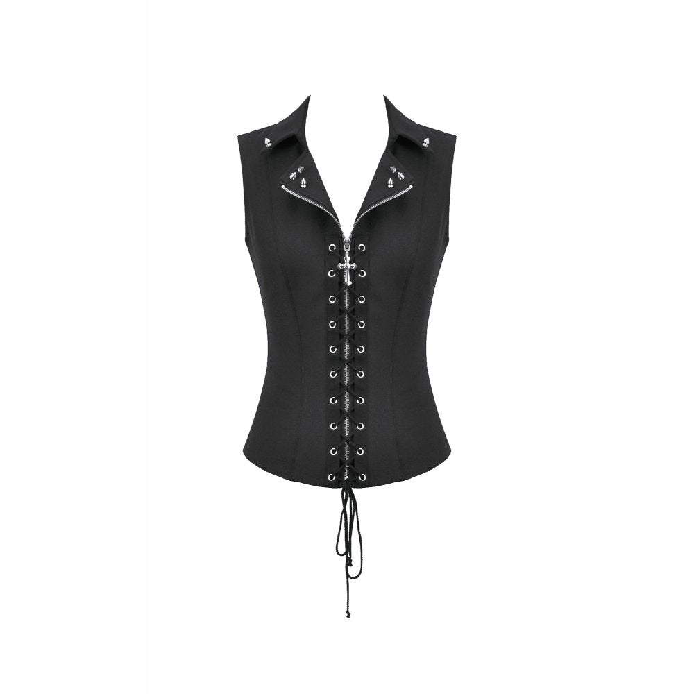 Punk Studded Lace-Up Corset Vest (✦ Dark In Love) TW681