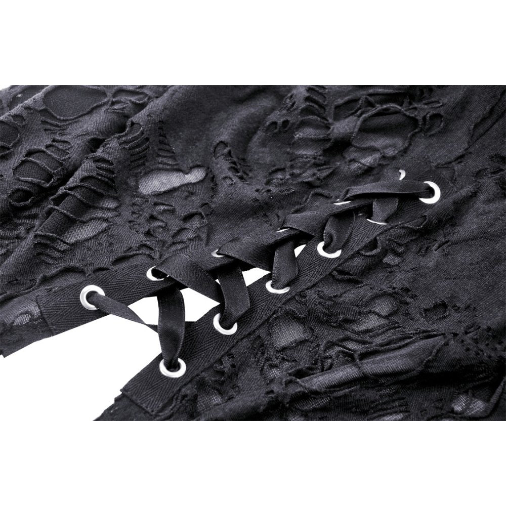 Punk sexy bare legs long shredded skirt (✦ Dark In Love)