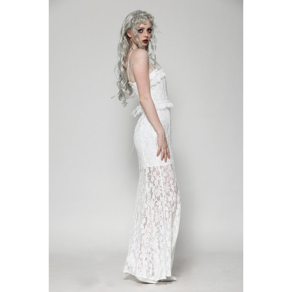 Gothic white romantic hollow mermaid dress (✦ Dark In Love) DW1014