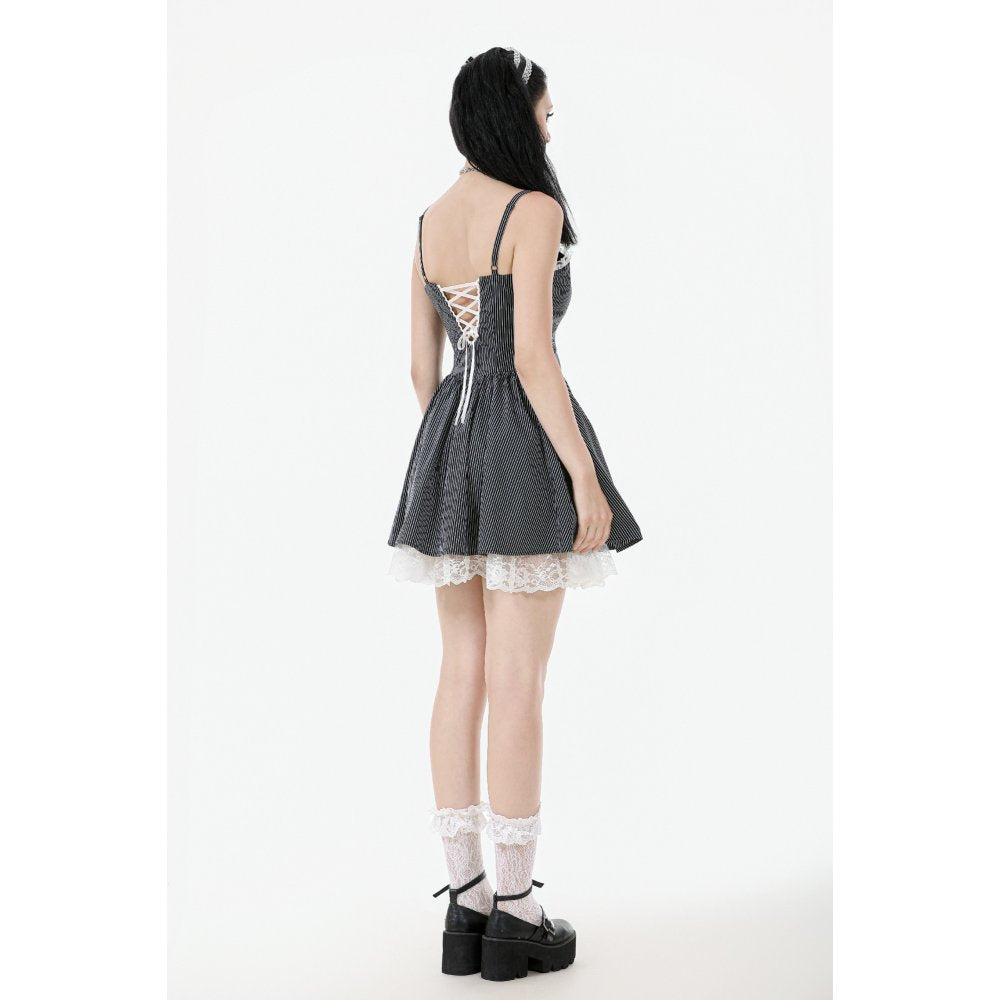 Lace and Striped & White Lolita Dress (✦ Dark In Love) DW1114