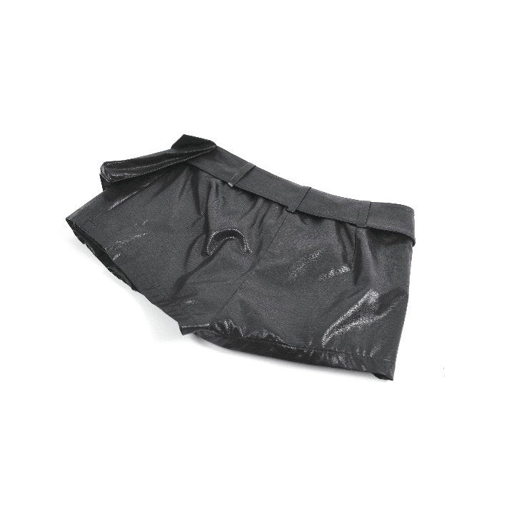 Low-Waist Tactical Punk Skirt-Pants with Asymmetric Pleated Belt (✦ Dark In Love) PW148