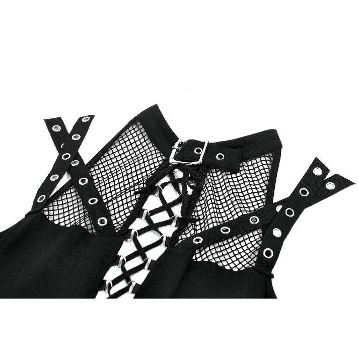 Dark Punk Mesh Strap Lace-Up Top (✦ Dark In Love) TW663