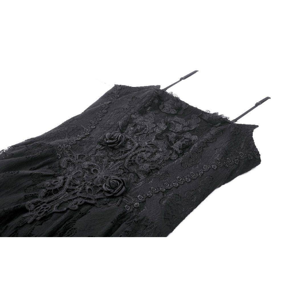 Gothic black rose bloom dovetail lace dress (✦ Dark In Love) DW937