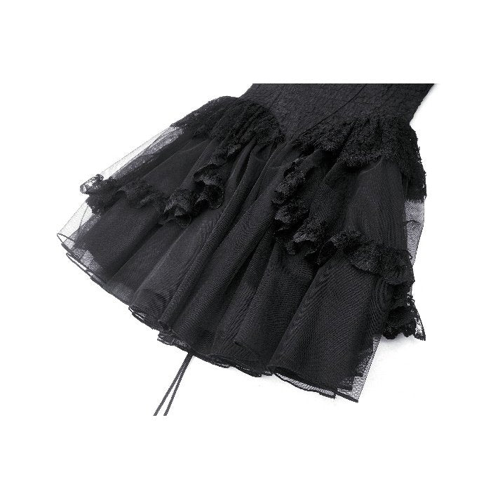 Gothic black swan tulle lace trim dress (✦ Dark In Love)