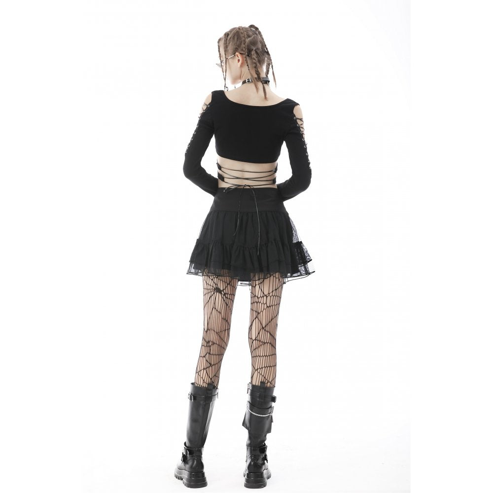 Punk mesh studded flap mini skirt (✦ Dark In Love)