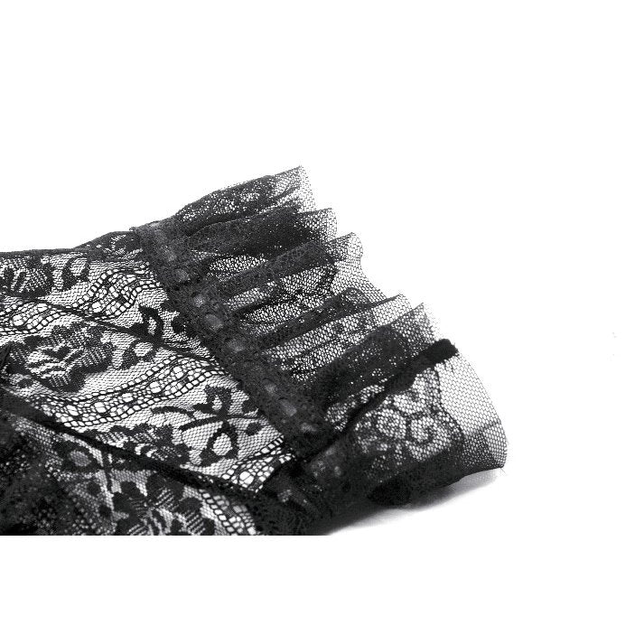 Gothic Off-Shoulder Lace Top with Floral Trim (✦ Dark In Love)