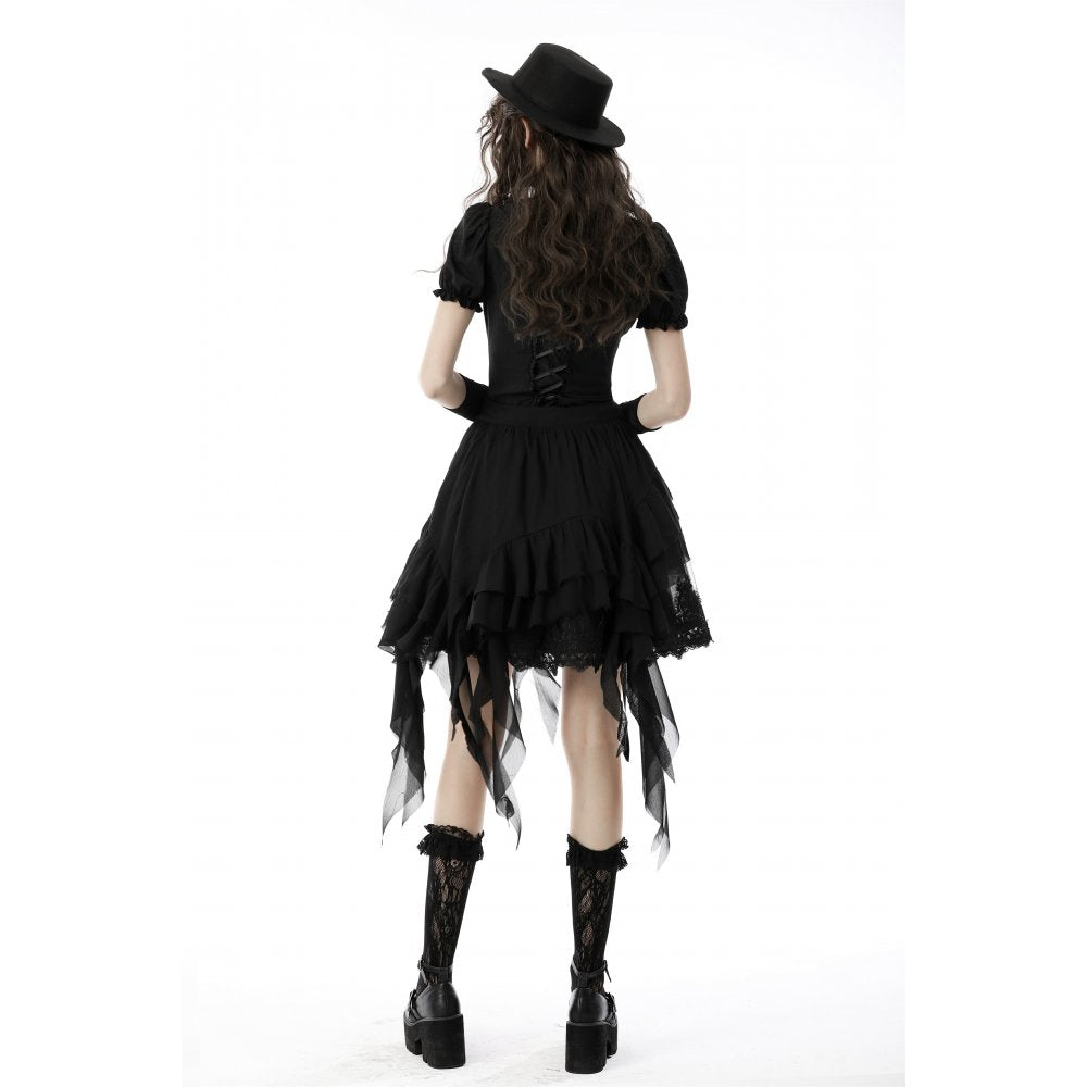 Gothic ruffle neckline blouse - Black (✦ Dark In Love)
