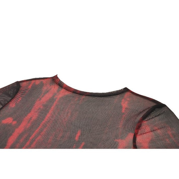 Black and Red Tie-Dye Mesh Versatile Basic Top (✦ Dark In Love) TW620