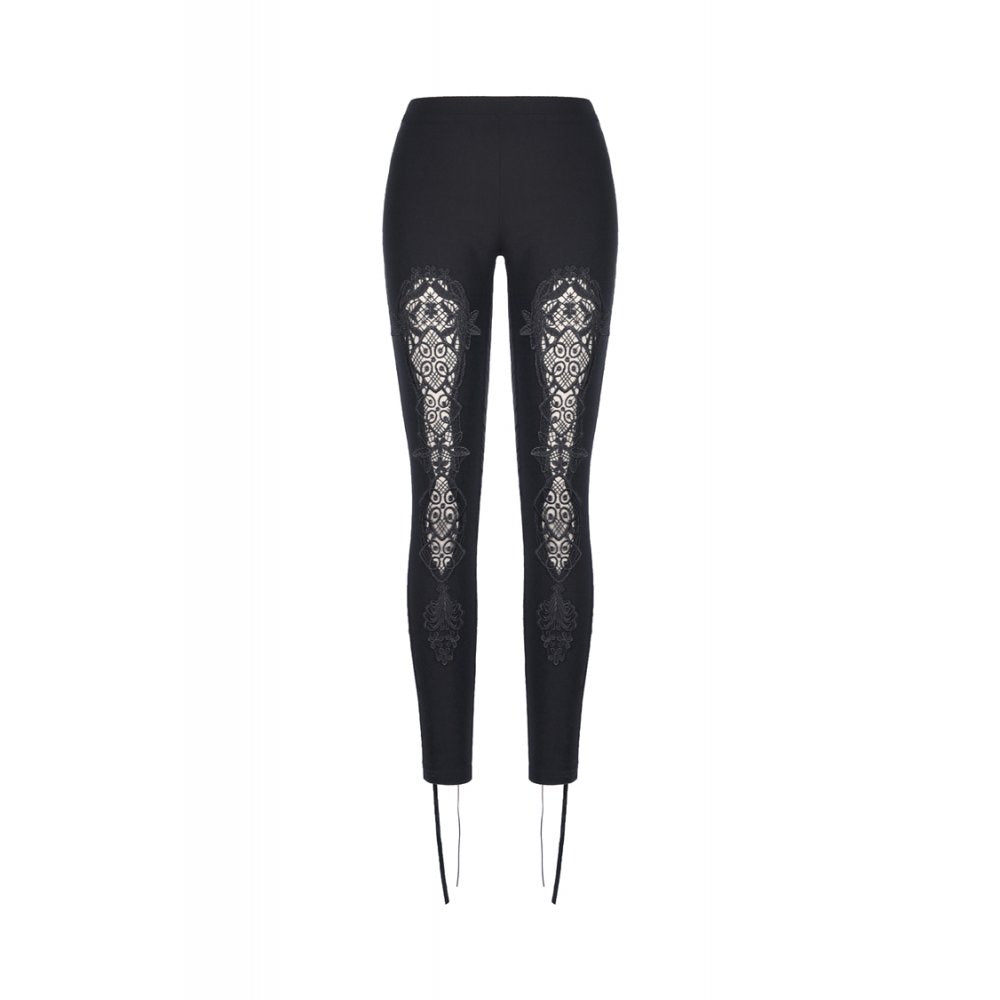 Leggings with flower and back lace up (✦ Dark In Love) PW094