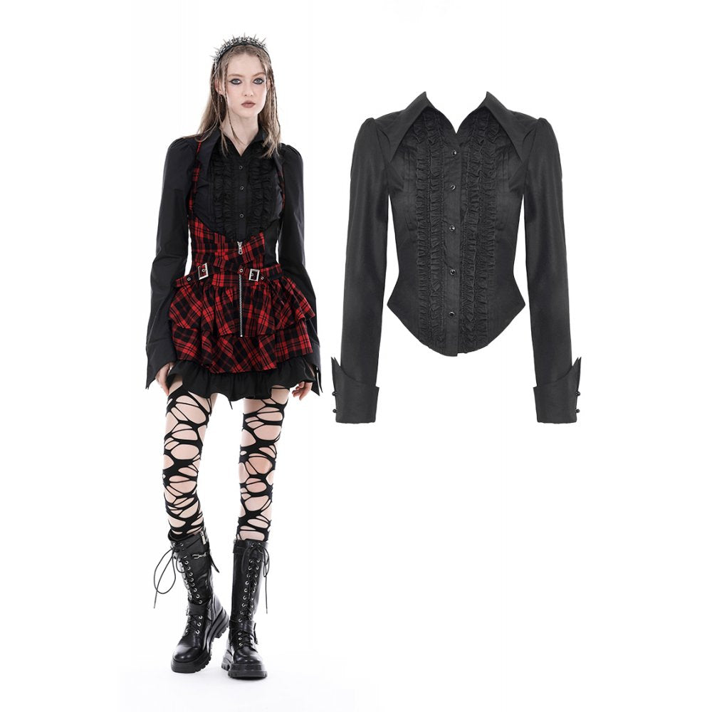 Gothic black ruffle blouse - Black (✦ Dark In Love)