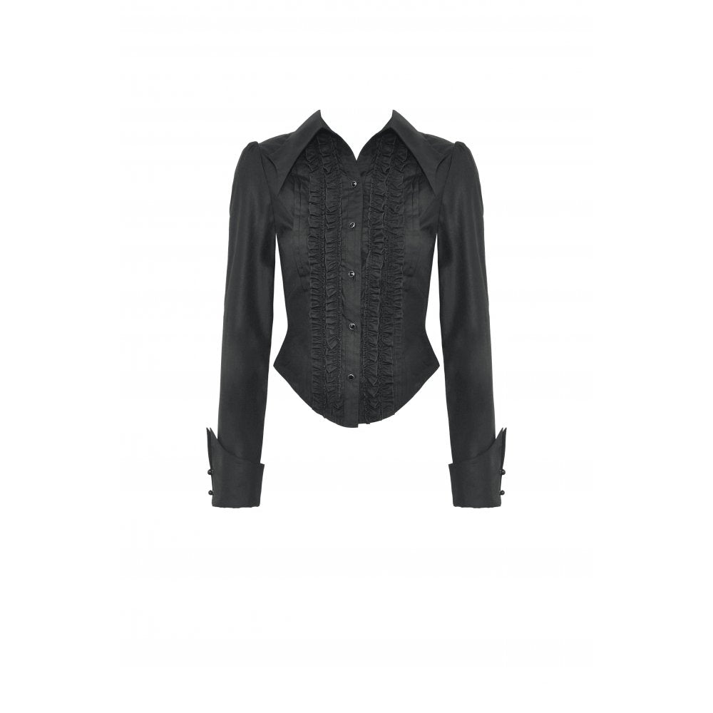 Gothic black ruffle blouse - Black (✦ Dark In Love)