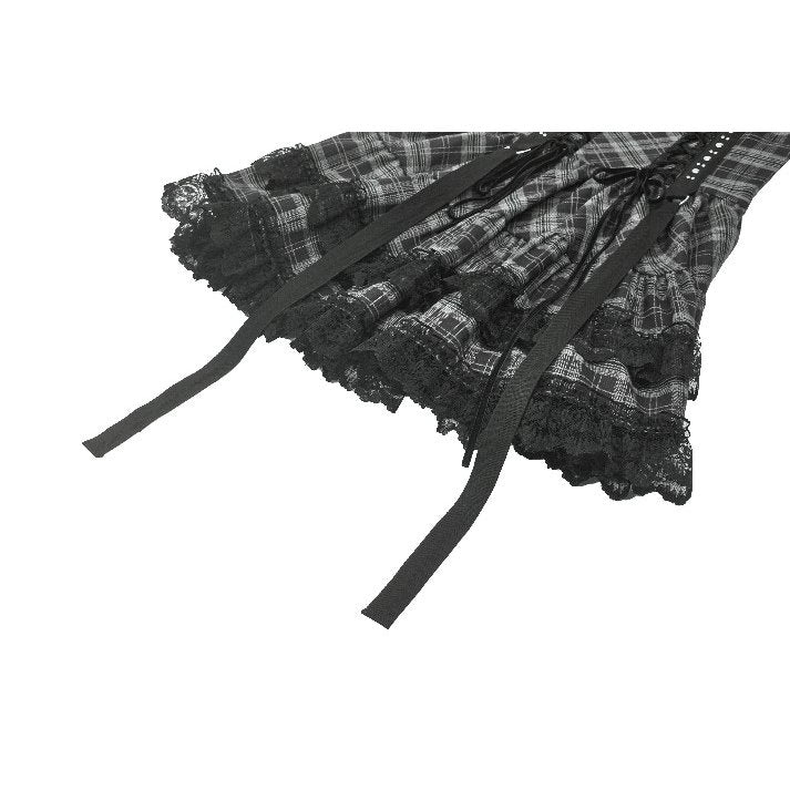 Punk Grey Plaid Metal Studded Dress (✦ Dark In Love) (Top not included)