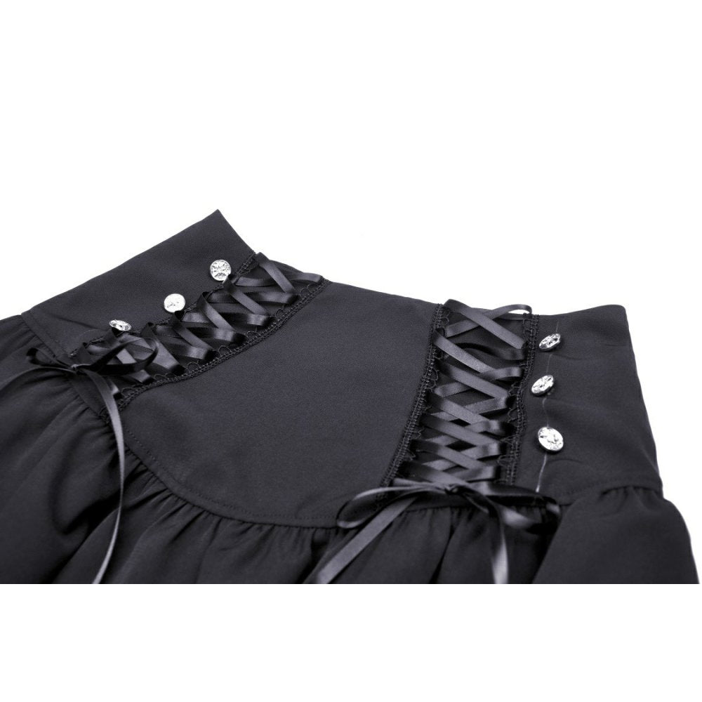 Black elegant lady lace up frilly skirt (✦ Dark In Love)