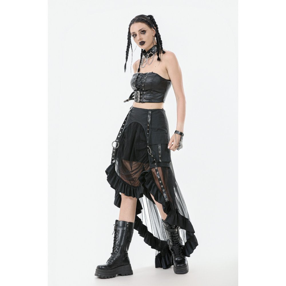 Punk Belted Corset Top with Grommet Lace-Up and Metal Detail (✦ Dark In Love)
