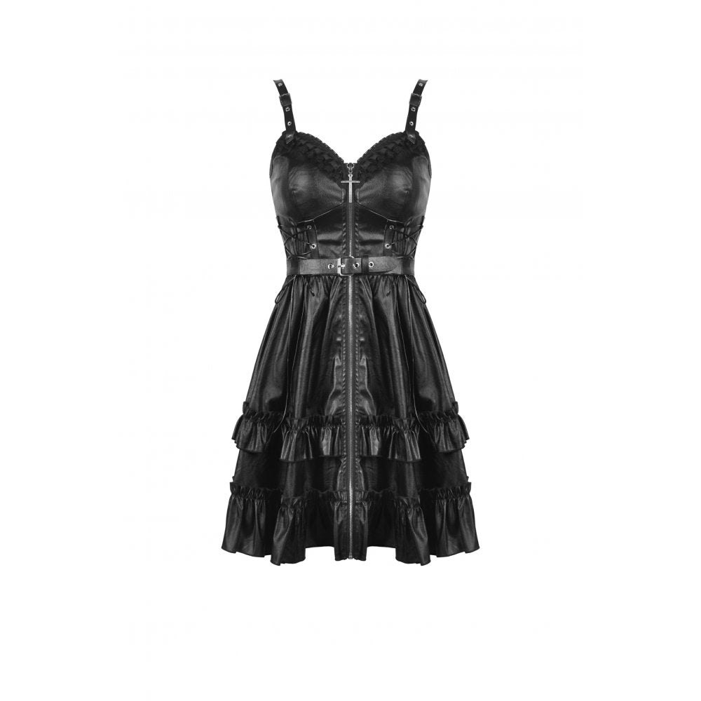 Rebel locomotive girl faux leather strap dress (✦ Dark In Love)