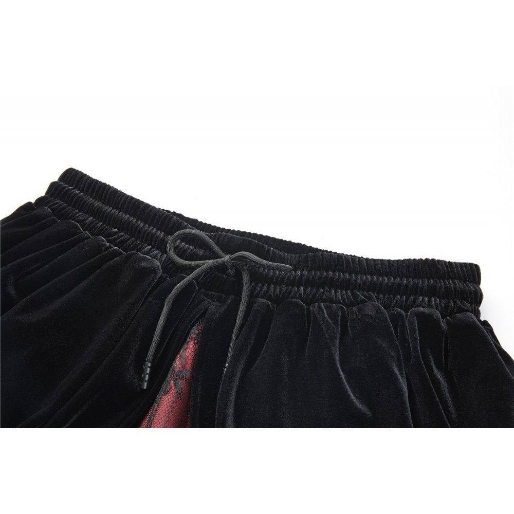 Gothic black red wave velvet lace maxi skirt(✦ Dark In Love)