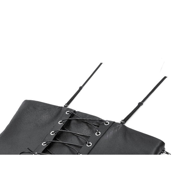 Punk Belted Corset Top with Grommet Lace-Up and Metal Detail (✦ Dark In Love)
