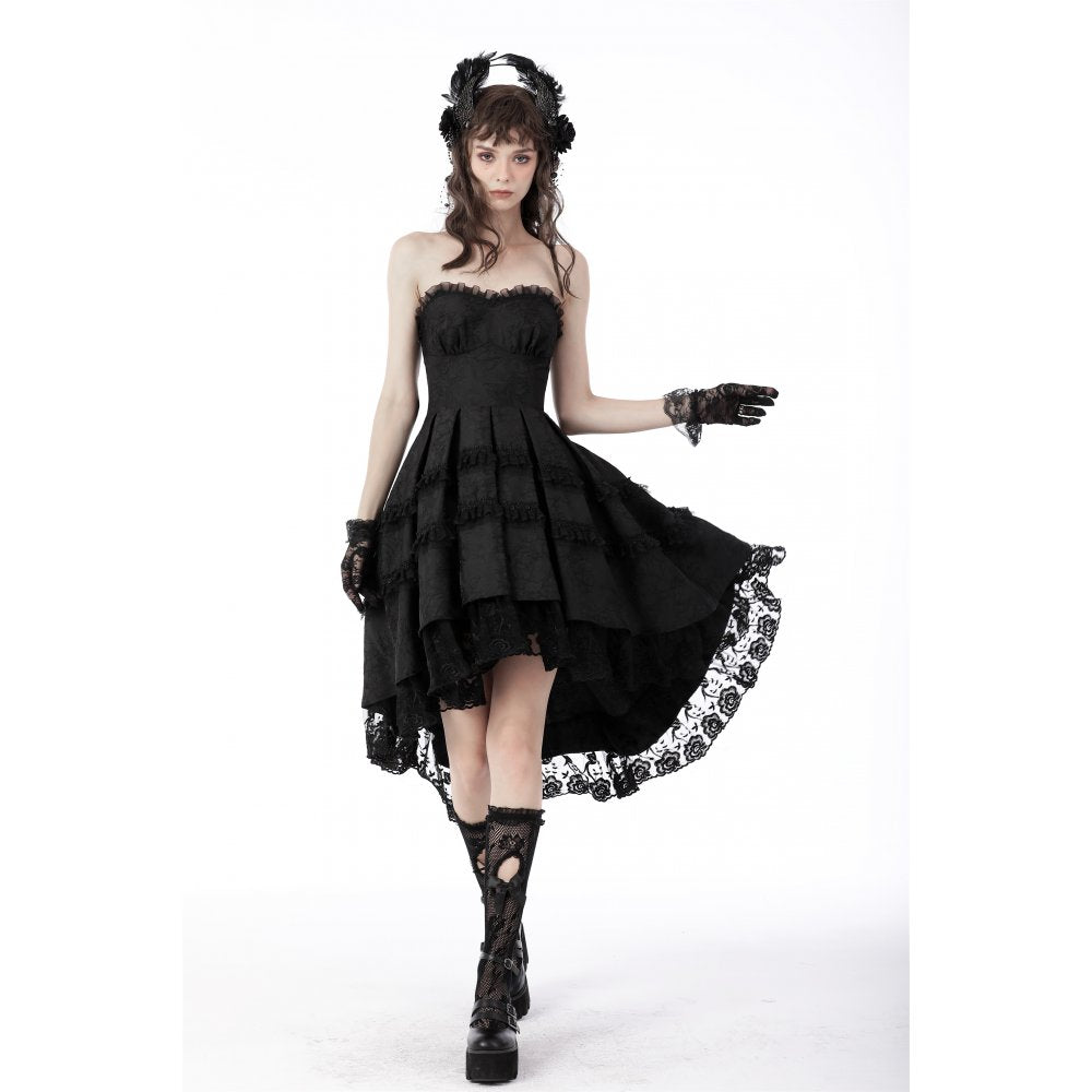 Magic girl pleated rose high low dress (✦ Dark In Love) DW678