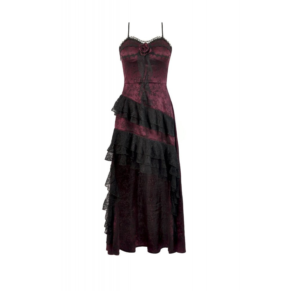 Asymmetric Layered Lace Ruffle Dress (✦ Dark In Love) DW1142