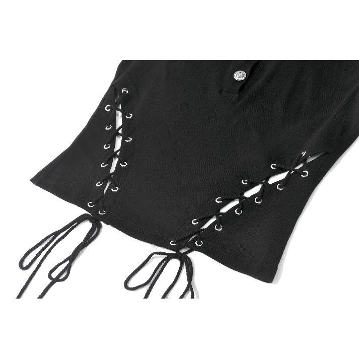 Tech-Punk Sleeveless Polo Top with Metallic Studs (✦ Dark In Love) TW695