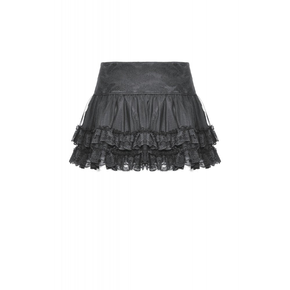 Punk rock eyelet drop tulle mini skirt (✦ Dark In Love) KW332